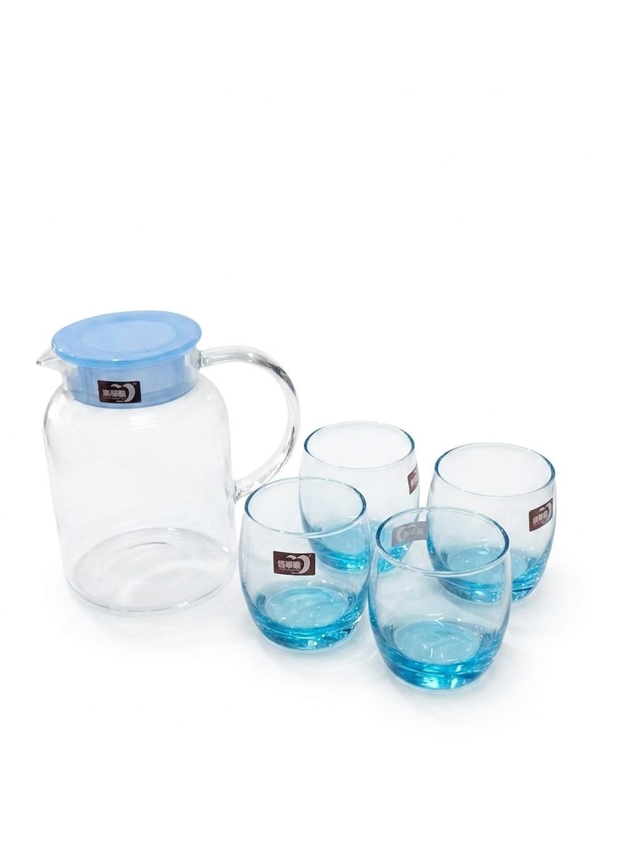 Glass Jug with 4 cup set.