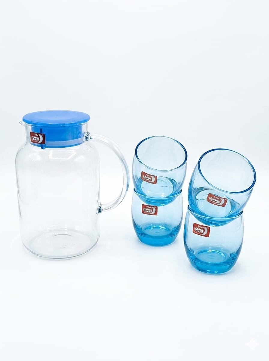 Glass Jug with 4 cup set.
